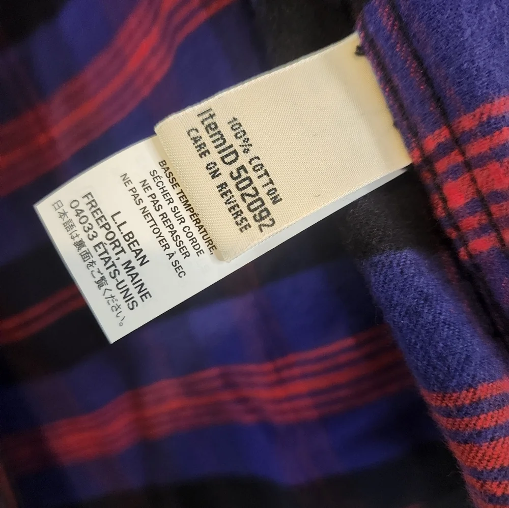 L.L. Bean Women's Scotch Plaid Flannel Zip Up Hoodie Relaxed Fit Size Large - Picture 9 of 11